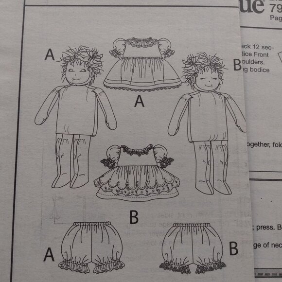 Baby Doll and Doll Clothes Sewing Pattern 15" Victorian Dress UNCUT 7985 - Picture 9 of 9